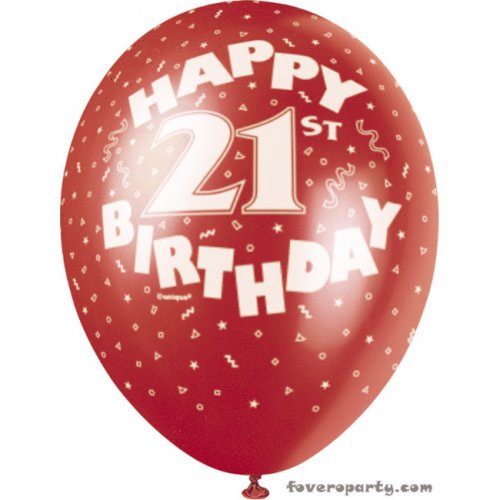 5 Balloons No.21 Assorted colours 30cm