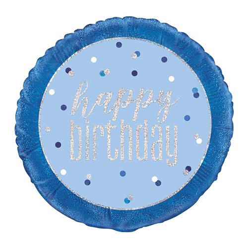 Foil Balloon Happy Birthday Blue 45cm