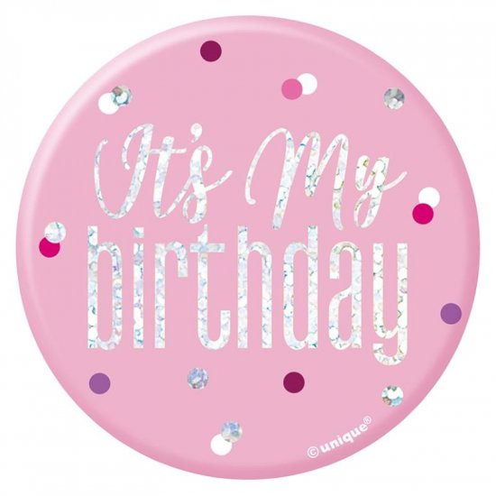 Badge Birthday Pink 7cm