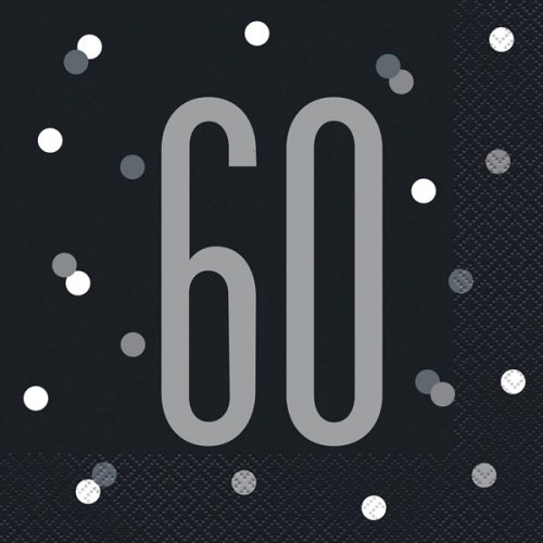 16 Napkins 60th Black