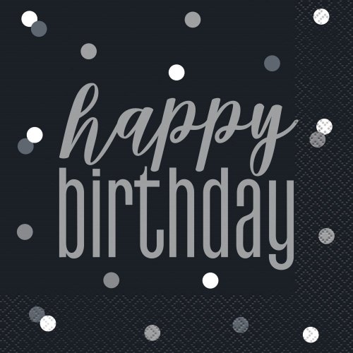 16 Napkins Black Birthday  16 Napkins Black Birthday