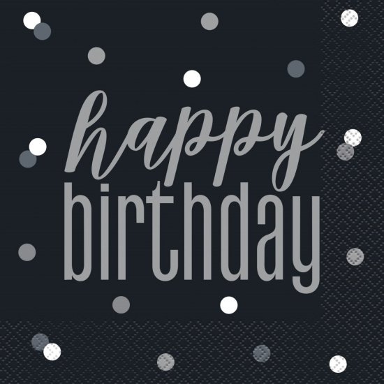 16 Napkins Black Birthday