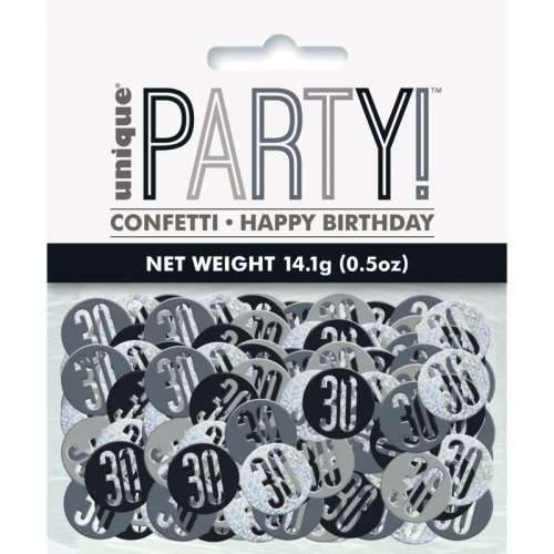Foil 30th Birthday Confetti Black 14gr Foil 30th Birthday Confetti Black 14gr