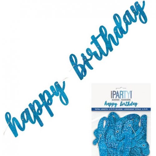 Happy Birthday Jointed Banner Blue 83cm Happy Birthday Jointed Banner Blue 83cm