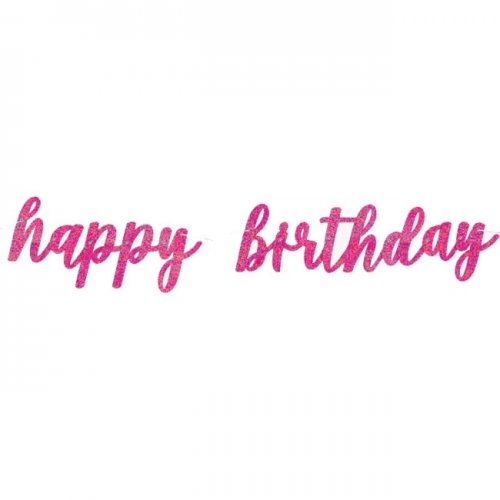 Happy Birthday Jointed Banner Fuchsia 83cm Happy Birthday Jointed Banner Fuchsia 83cm