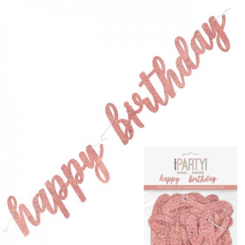 Happy Birthday Jointed Banner Rosegold 83cm Happy Birthday Jointed Banner Rosegold 83cm