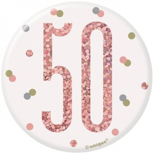 Badge Birthday 50th Rosegold 7.5cm