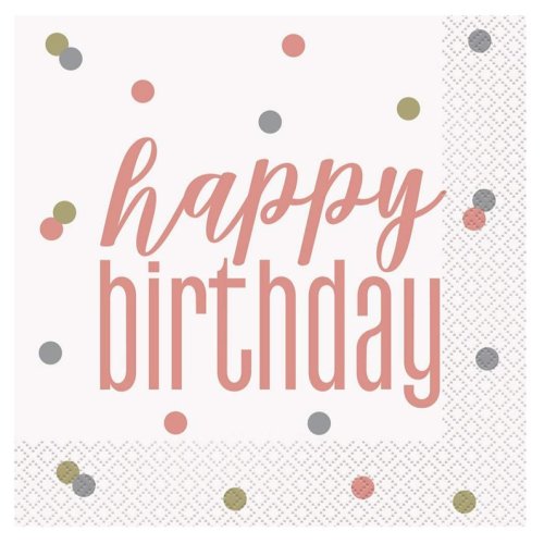 16 Napkins Rosegold Birthday