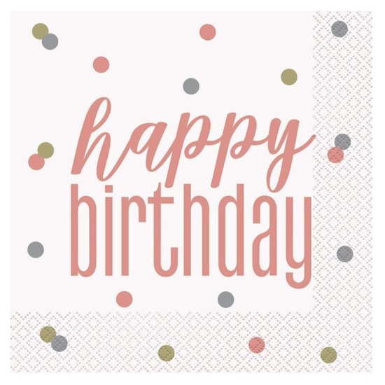16 Napkins Rosegold Birthday