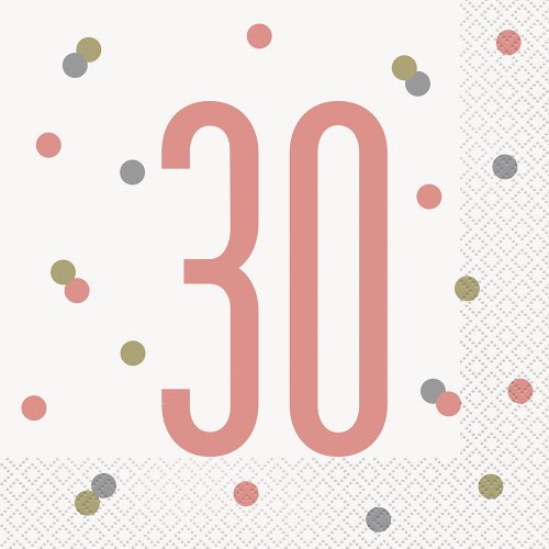 16 Napkins 30th Rosegold