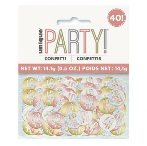 Foil 40th Birthday Confetti Rosegold 14gr Foil 40th Birthday Confetti Rosegold 14gr