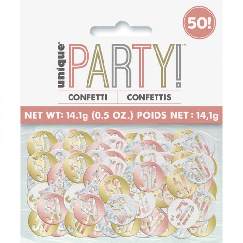 Foil 50th Birthday Confetti Rosegold 14gr Foil 50th Birthday Confetti Rosegold 14gr