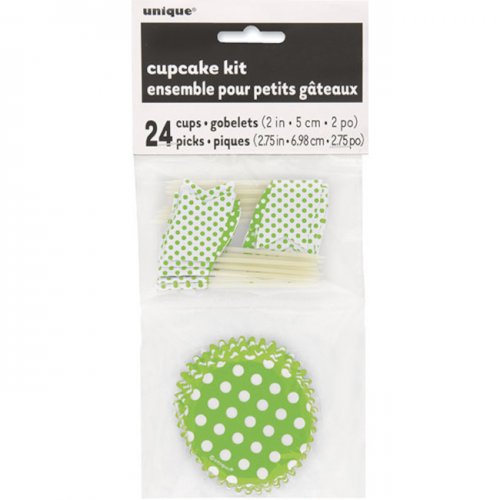 24 Lime Green Dots Cupcake kit