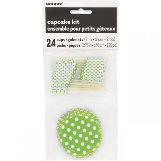 24 Lime Green Dots Cupcake kit