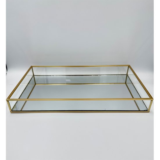 Mirror Tray with Gold Edges 36X20cm