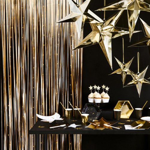 Gold Fringe Door Curtain 90cm X 243cm