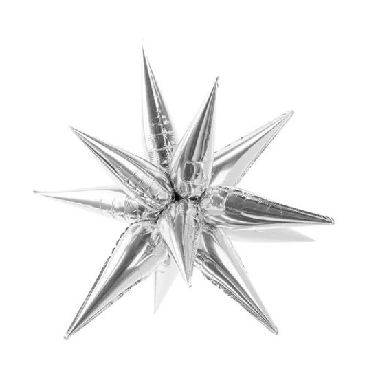 Foil Balloon Star Silver 3D 95cm