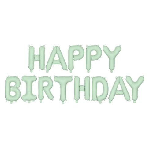 Foil Balloon Happy Birthday Letter Banner 340x35cm green