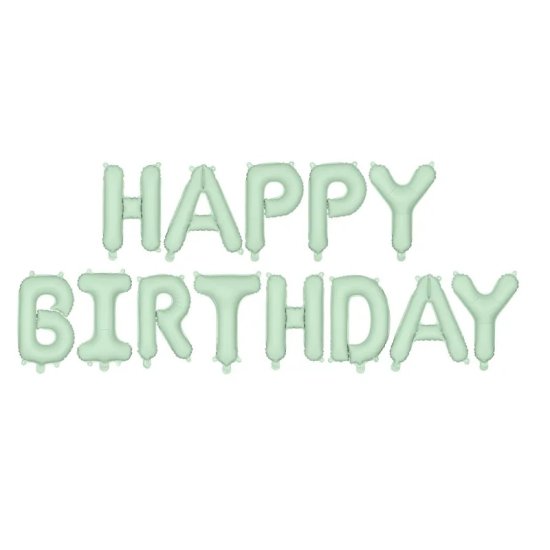 Foil Balloon Happy Birthday Letter Banner 340x35cm green