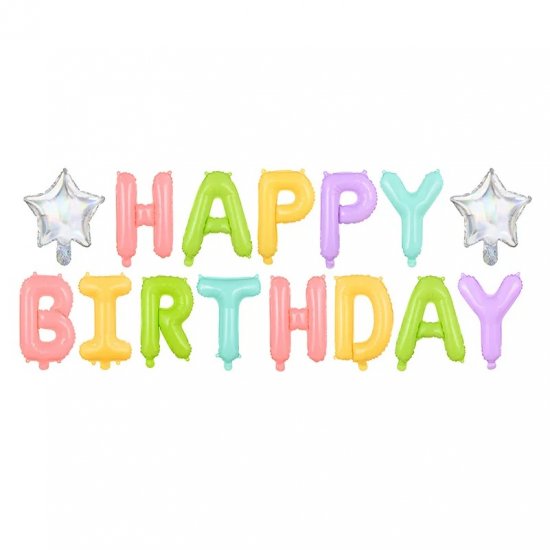 Foil Balloon Birthday Letter Banner Color Pastel Mix