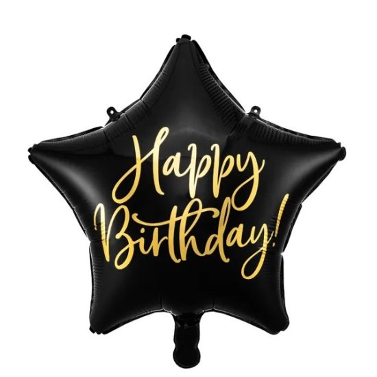 Foil Balloon Happy Birthday Black 40cm