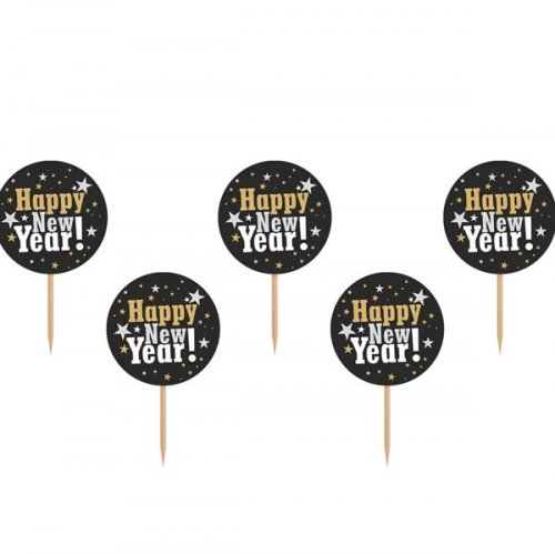 Cupcake Toppers New Year 9cm