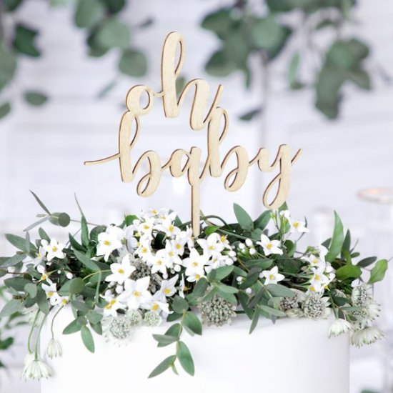 \'Oh Baby\' Wooden Cake Topper