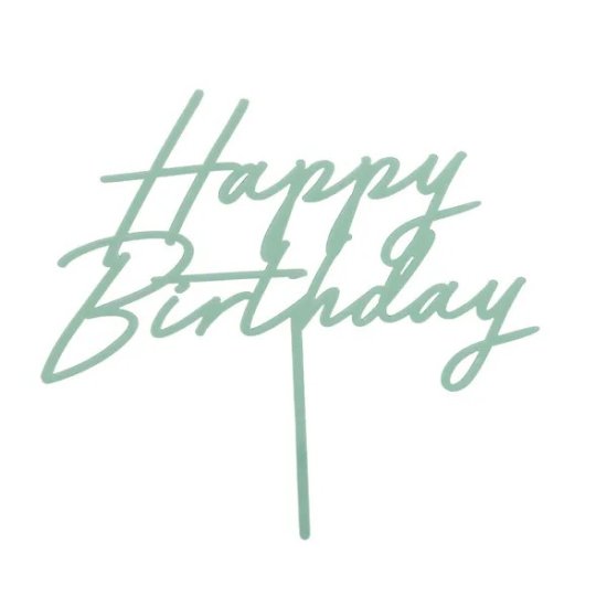 Acrylic Green Cake Topper \'Happy Birthday\' 16.5cm