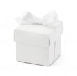 10 Square boxes white with ribbon 5cm
