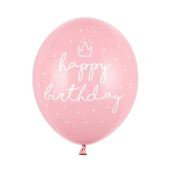 6 Balloons Happy Birthday Pink 30cm