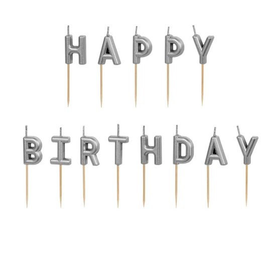 Candles Happy Birthday Silver