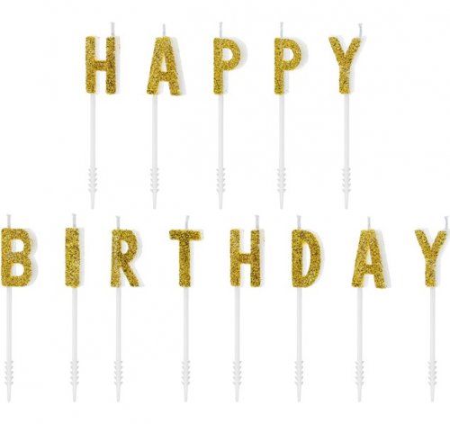 Candles Happy Birthday Gold