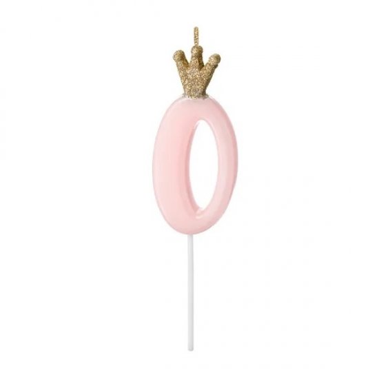 Numeral Candle 0 Pink 9.5cm