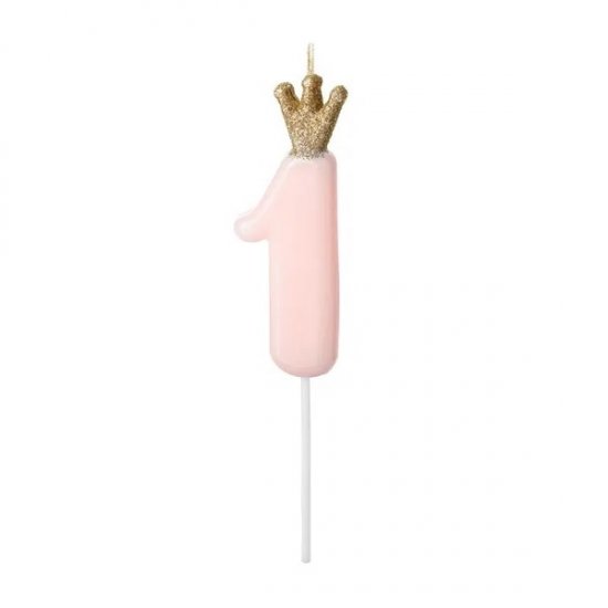 Numeral Candle 1 Pink 9.5cm