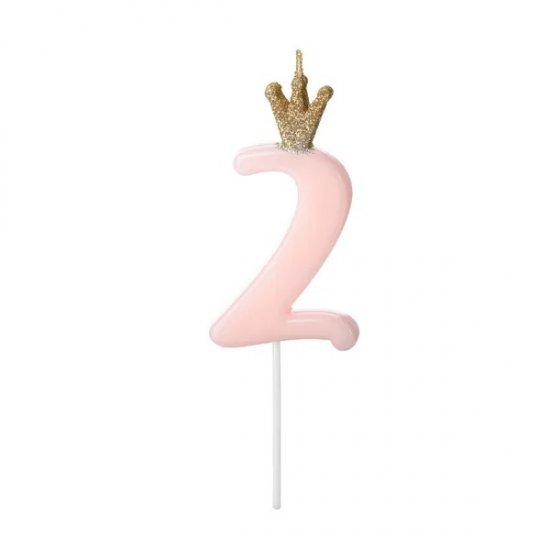 Numeral Candle 2 Pink 9.5cm