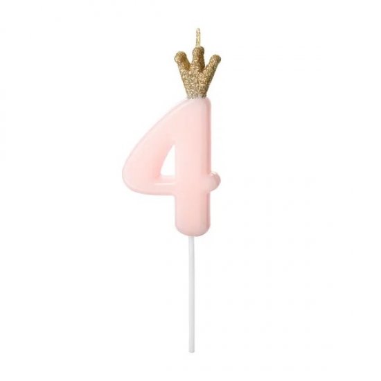 Numeral Candle 4 Pink 9.5cm