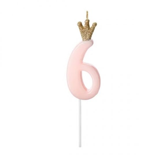 Numeral Candle 6 Pink 9.5cm