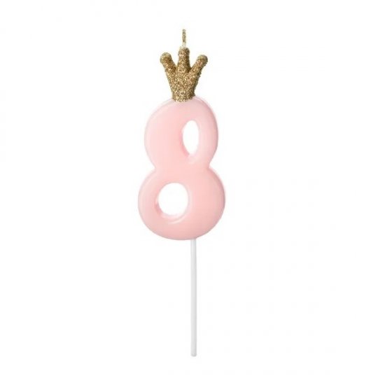 Numeral Candle 8 Pink 9.5cm