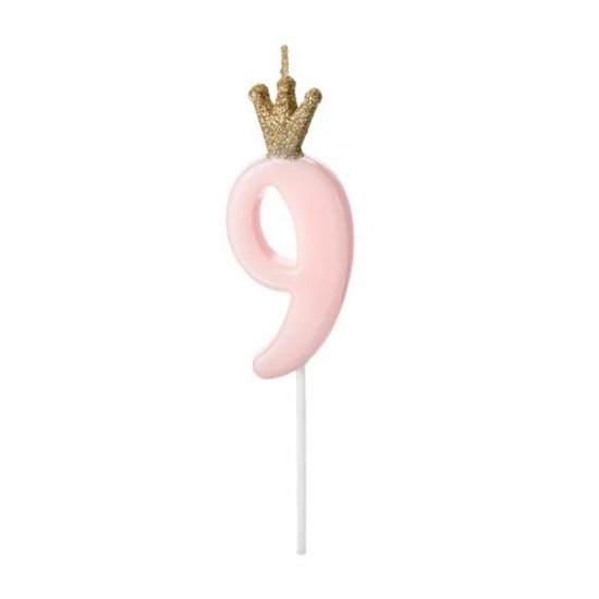 Numeral Candle 9 Pink 9.5cm