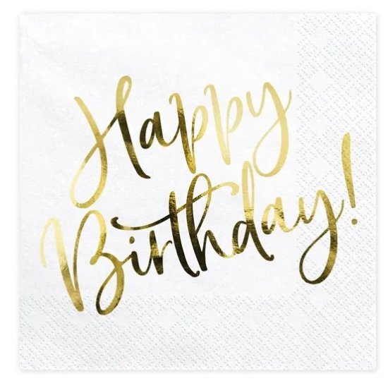 20 Napkins Gold Happy Birthday