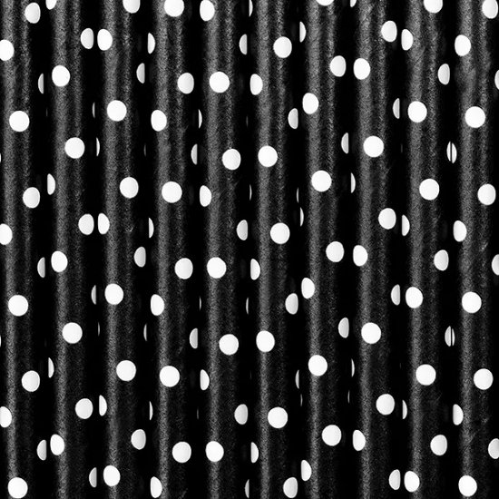 10 Paper Straws Black Dots
