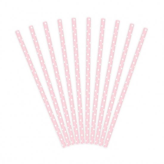 10 Paper Straws Pink Dots