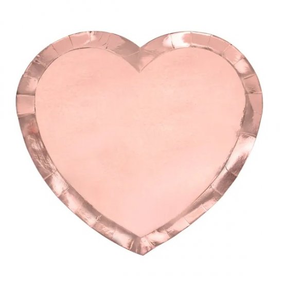 6 Paper Plate 21cm Rosegold Heart