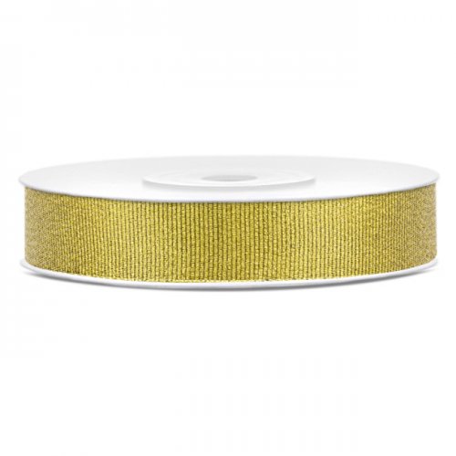 Glitter ribbon, gold, 10mm/25m Glitter ribbon, gold, 10mm/25m