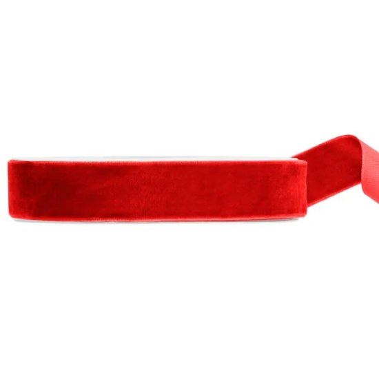 Velour ribbon, red, 25mm/10m