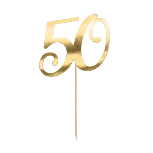 Cake topper ''50'' Gold 20.5cm