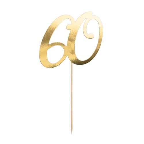 Cake topper ''60'' Gold 20.5cm