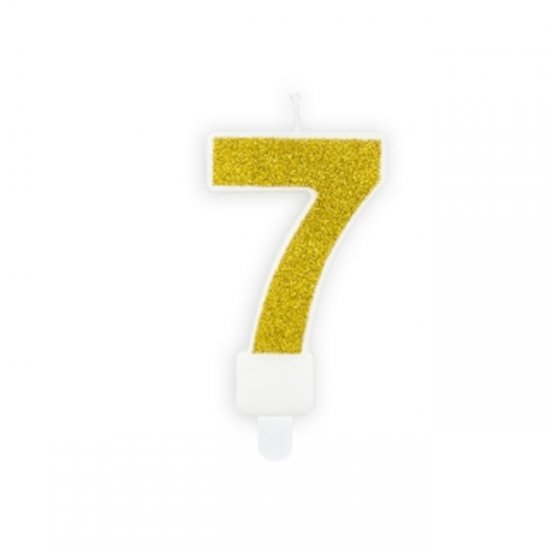 Numeral Candle 7 Gold Glittery