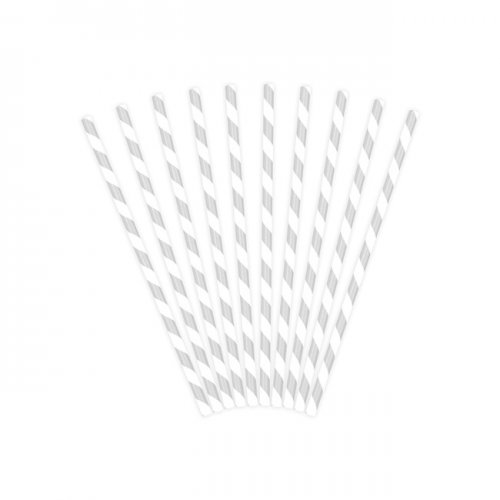 10 Paper Straws Silver