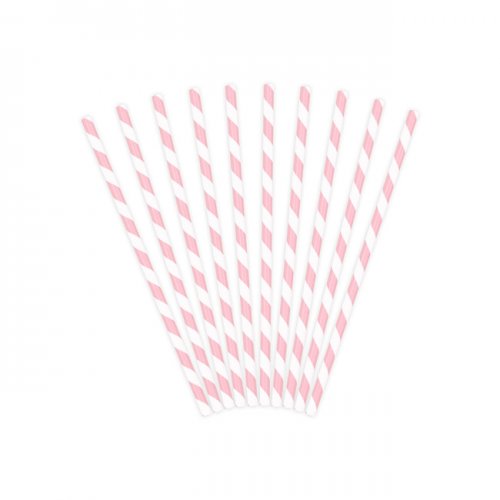 10 Paper Straws Pink Stripes